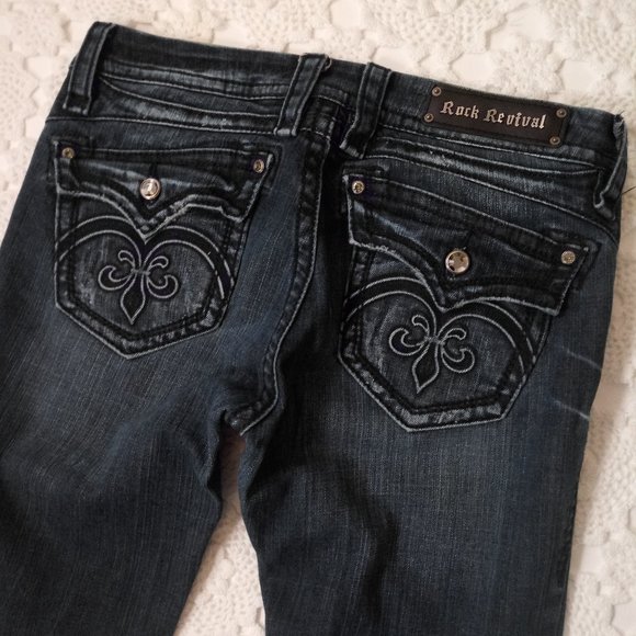 Rock Revival Dark Blue Straight Leg Jeans - Picture 2 of 7